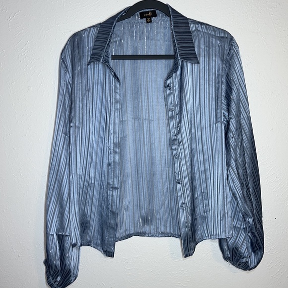 SOLD!! NO LONGER AVAILABLE!!! Button Down Blouse w Silver Accent Thread! - Picture 2 of 9